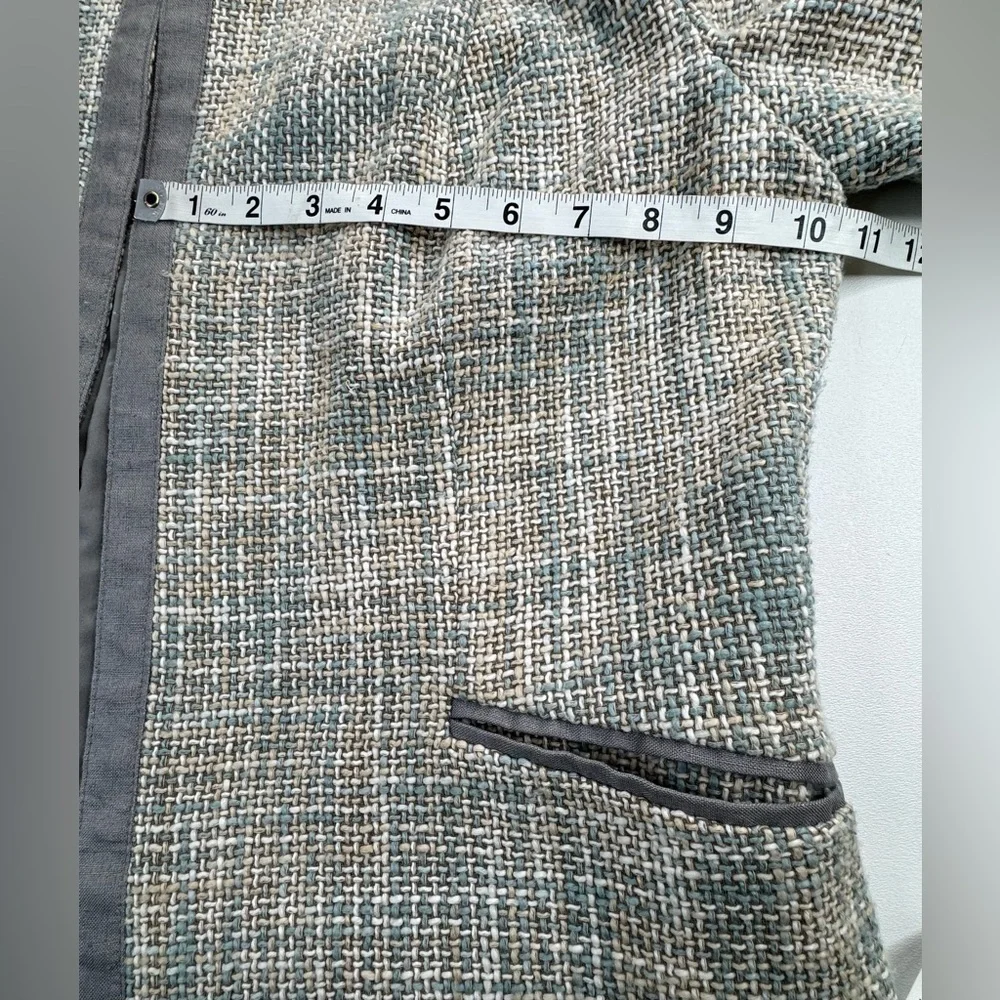Liz Claiborne 100% Cotton Tweed Lined 3/4 Sleeve Blazer Size XL